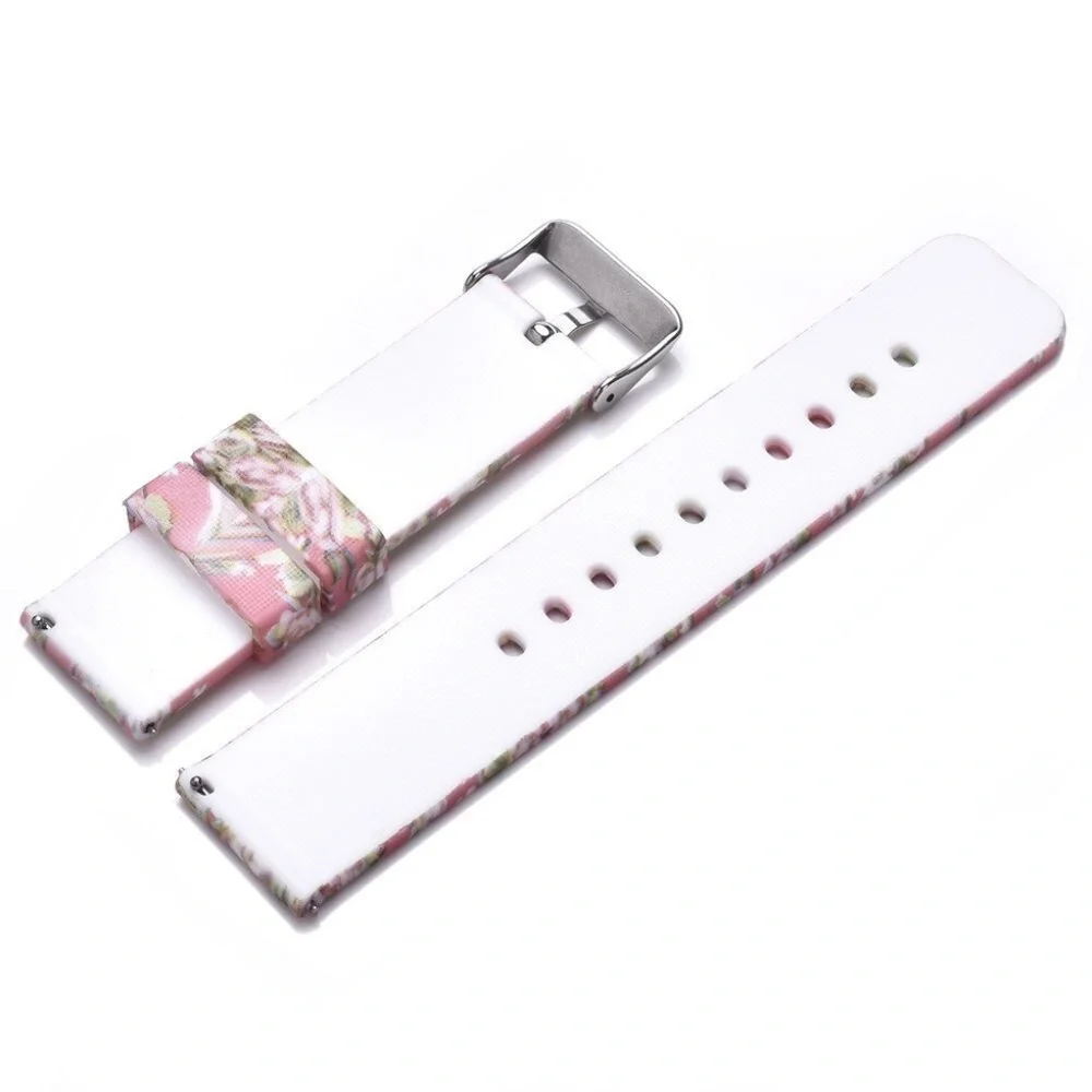 Silicone Quick Release Replacement Band Metal Buckle 22mm Spring Bars Flowers